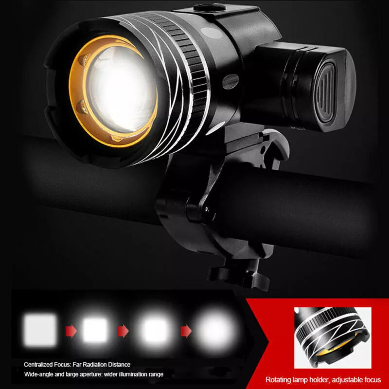 Mountain Bike Lights USB Rechargeable Bicycle LED Torch Front Rear Lamp Set NEW