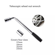 Extendable Wheel Wrench – Heavy Duty Telescopic Tire Nut Tool for 17, 19, 21, 23mm Sockets