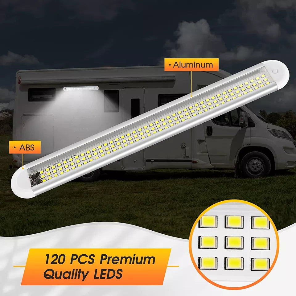 120LED Car Van Interior Tube Strip Light – 12V/24V with ON/OFF Switch for Caravan & Boat Lighting