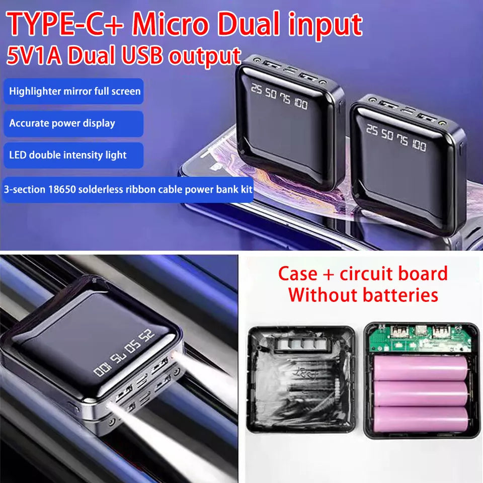 LCD Display Power Bank Charger Pack Box Battery Case For 3x18650 DIY Portable