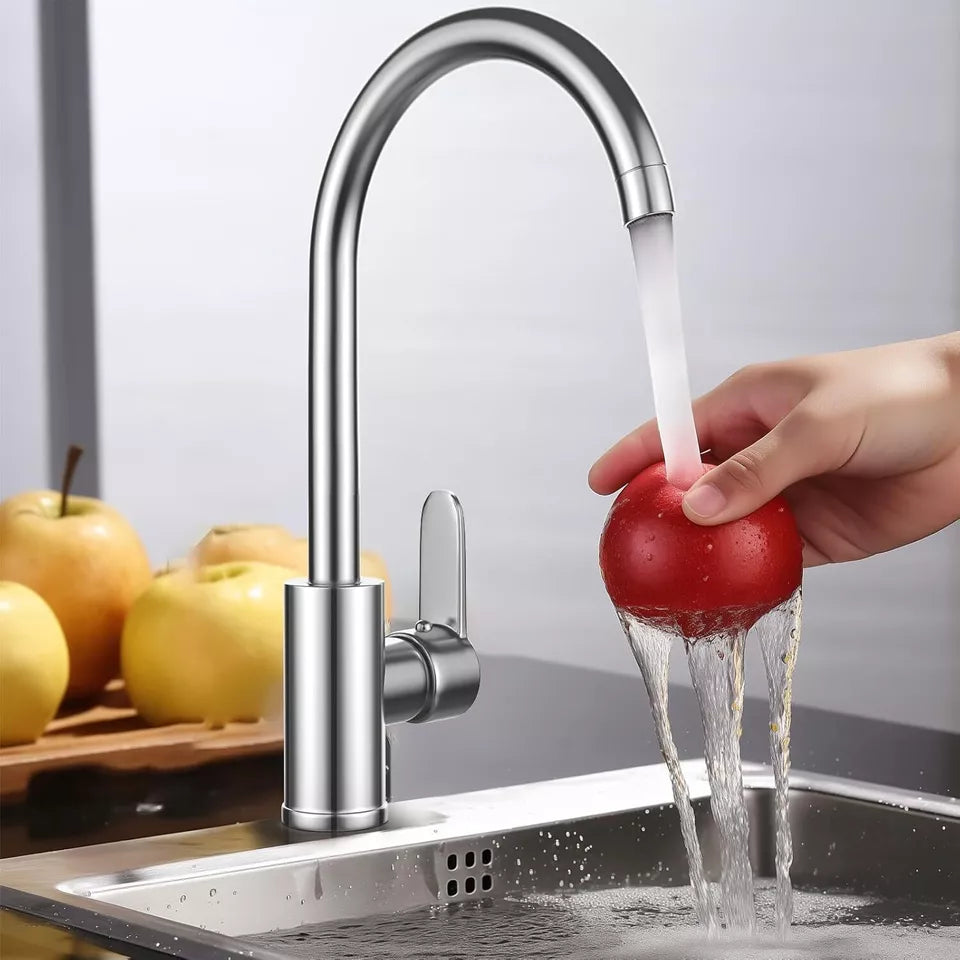 Kitchen Sink Mixer Taps Swivel Spout Single Lever Tap Mono Modern Chrome Faucet