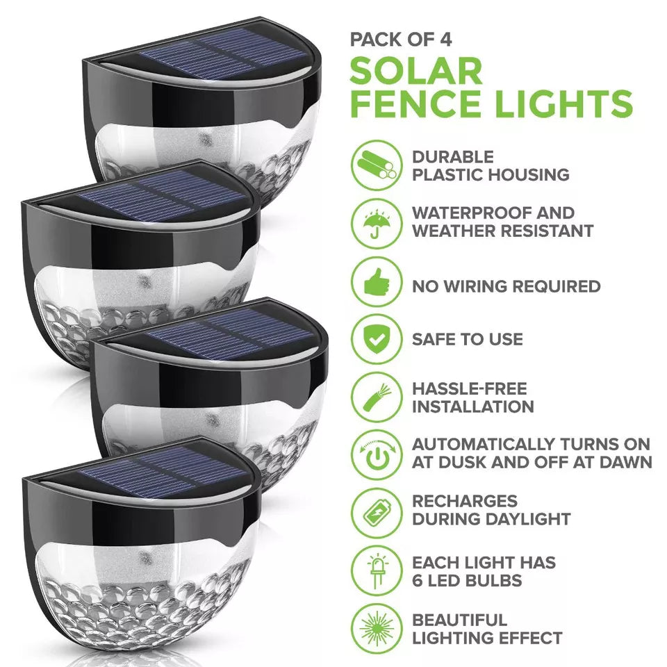 4 Pcs Solar Fence Lights