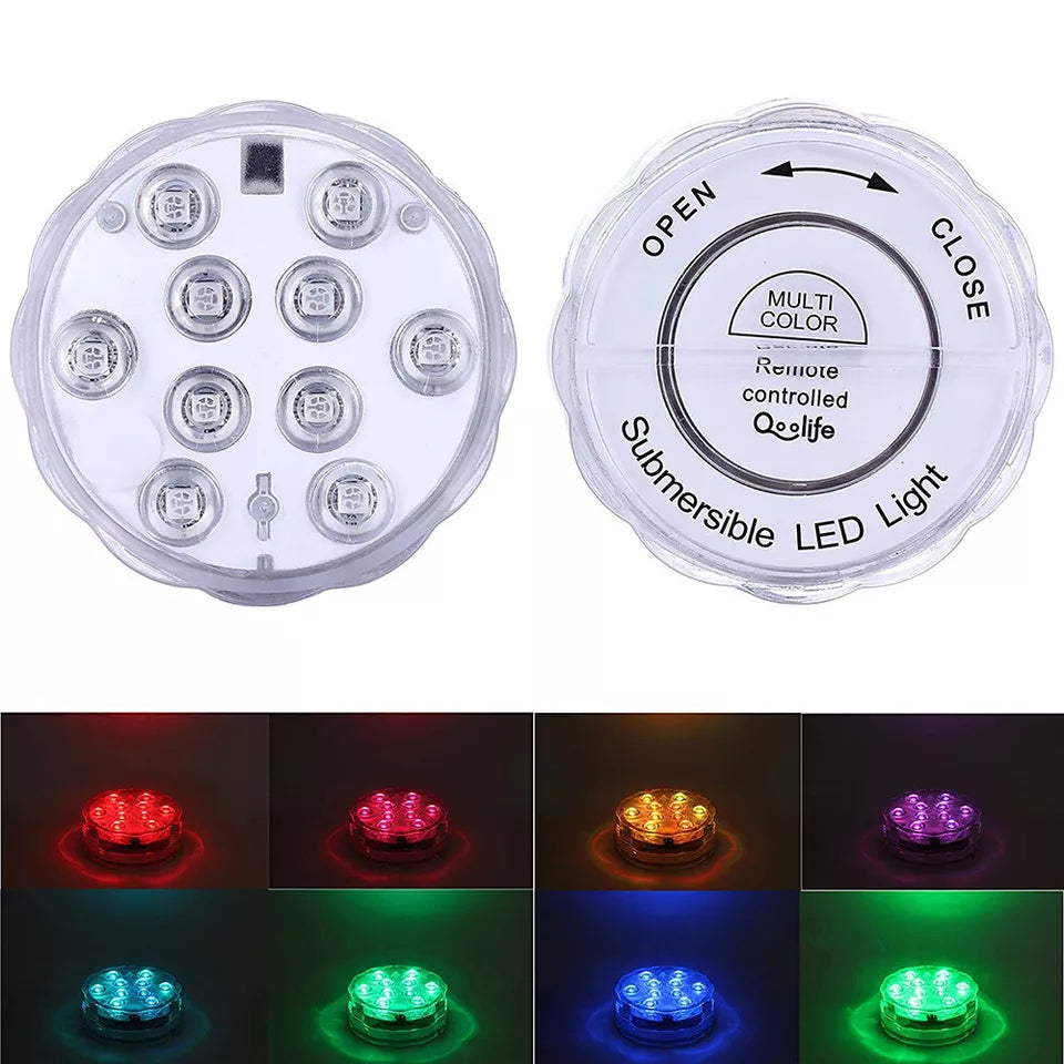 IP68 Waterproof 10 LED Lights Underwater Swimming Pool Pond Hot Tub Submersible