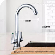 Modern Kitchen Mixer Tap Dual Lever Swivel Spout Mono Chrome Sink Taps Faucet