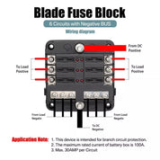 6-Way Blade Fuse Box with Bus Bar – 12V/32V Auto & Marine Fuse Holder Kit