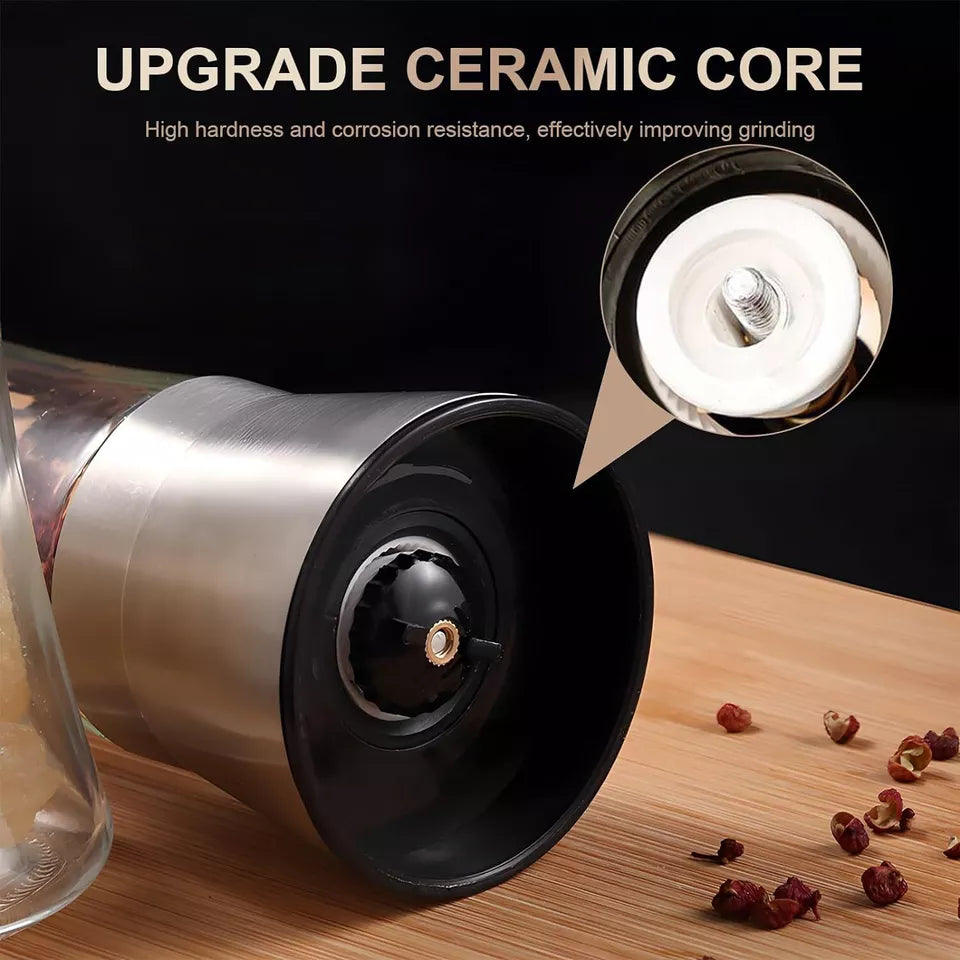 2-Pack Salt and Pepper Mill Set – Premium Stainless Steel Adjustable Shakers for Coarse & Fine Grinding