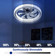 LED Crystal Ceiling Fan Light Dimmable Fan Ceiling Lamp Quiet W/ Remote Control