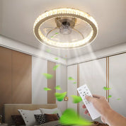 LED Crystal Ceiling Fan Light Dimmable Fan Ceiling Lamp Quiet W/ Remote Control