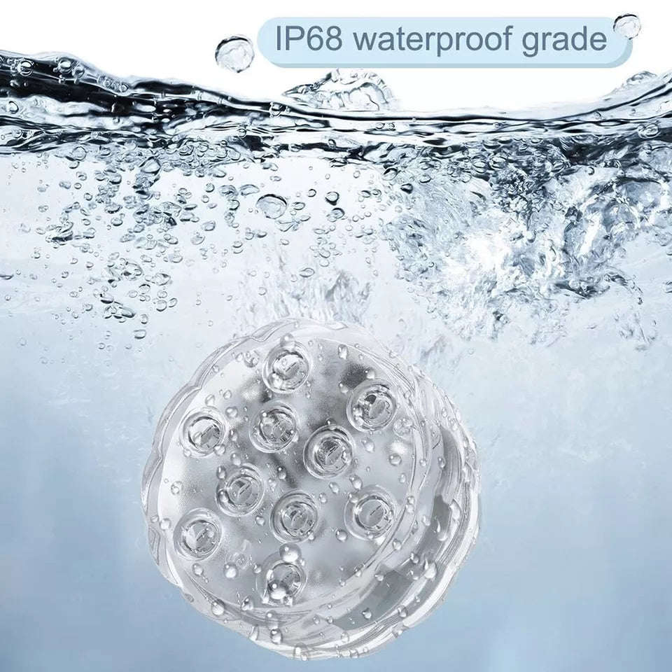 IP68 Waterproof 10 LED Lights Underwater Swimming Pool Pond Hot Tub Submersible