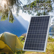 15W DC 12V Solar Panel Kit with Alligator Clip Home Indoor Outdoor Waterproof