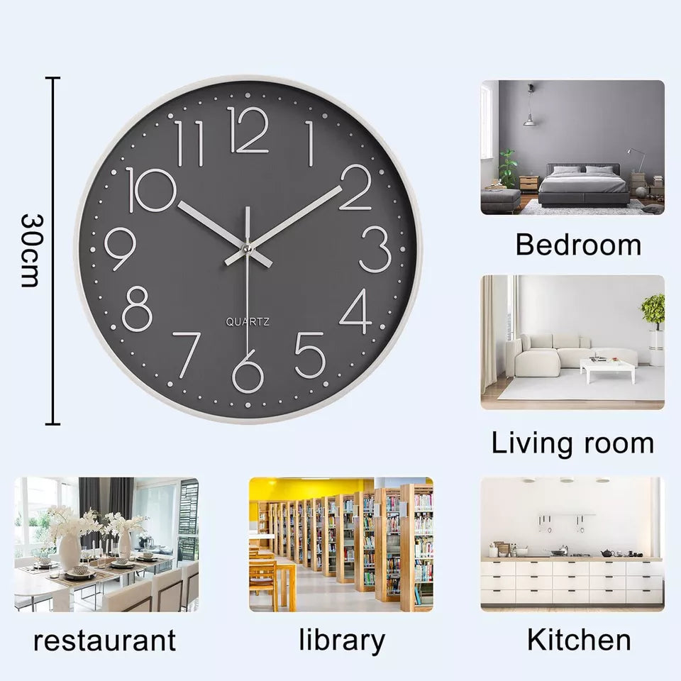 Modern Round Silent Wall Clock – Non-Ticking Design for Bedroom, Living Room, and Study