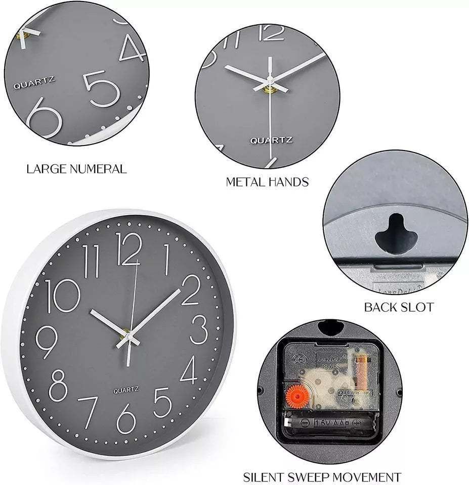 Modern Round Silent Wall Clock – Non-Ticking Design for Bedroom, Living Room, and Study