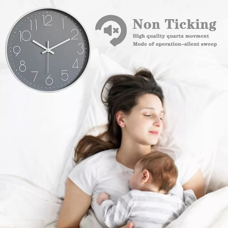 Modern Round Silent Wall Clock – Non-Ticking Design for Bedroom, Living Room, and Study