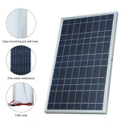 15W DC 12V Solar Panel Kit with Alligator Clip Home Indoor Outdoor Waterproof