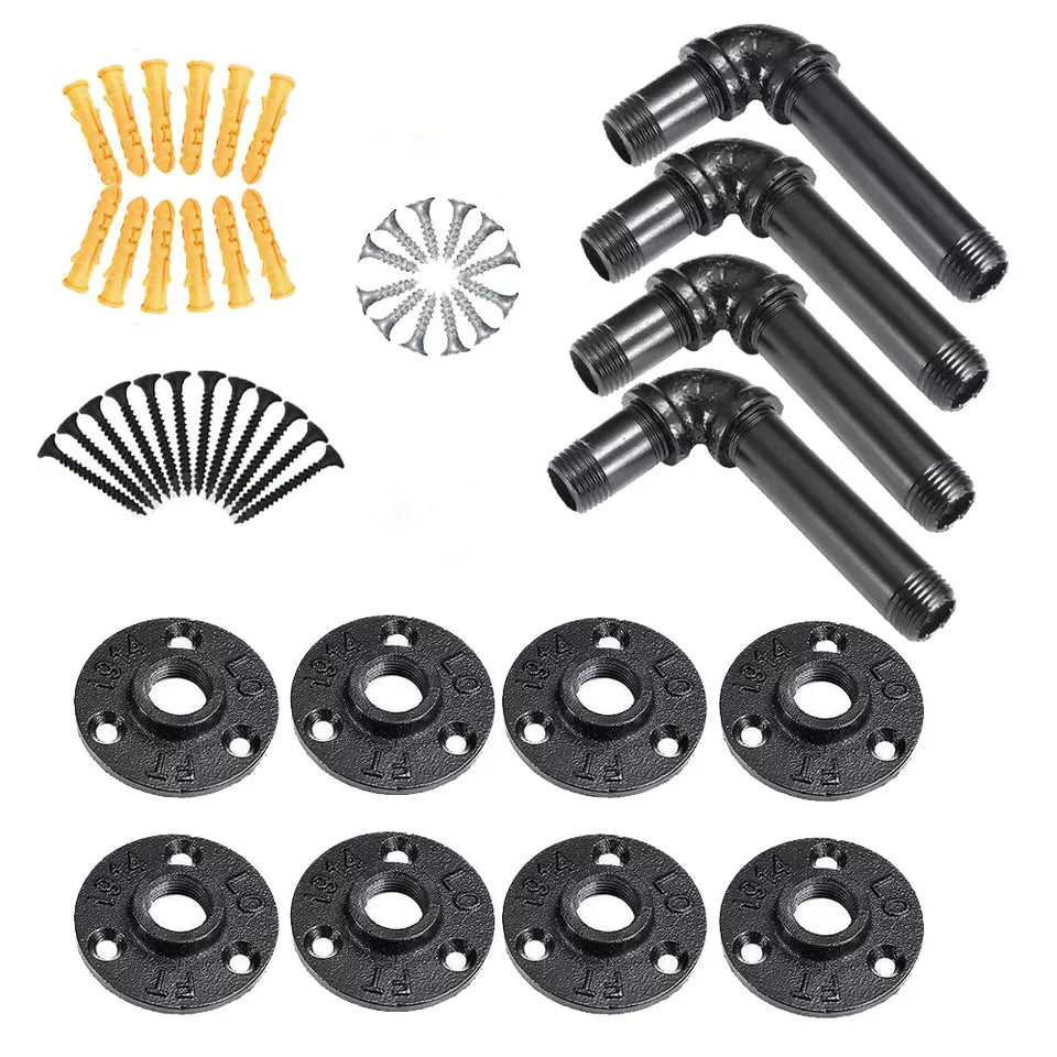 2-8PCS Pipe Shelf Brackets – Heavy Duty Industrial Iron Floating Shelves for Home and Office