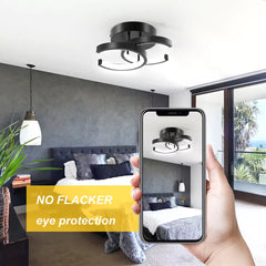 Black Double C LED Ceiling Light – Modern Dimmable Pendant for a Sophisticated Living & Bedroom Ambiance