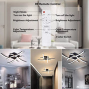 Dimmable Modern 4-Wave Ceiling Light, Stylish LED Fixture for Kitchen, Living Room & Bedroom