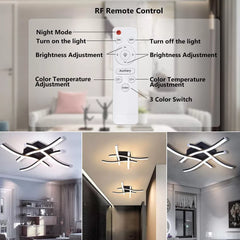 Dimmable Modern 4-Wave Ceiling Light, Stylish LED Fixture for Kitchen, Living Room & Bedroom