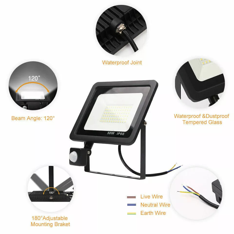 LED PIR Motion Sensor Outdoor Floodlight – Waterproof Garden Security Light with Automatic Detection