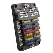 12-Way Blade Fuse Box Distribution Bar – Waterproof 12V/32V Bus Marine Car Kit Holder