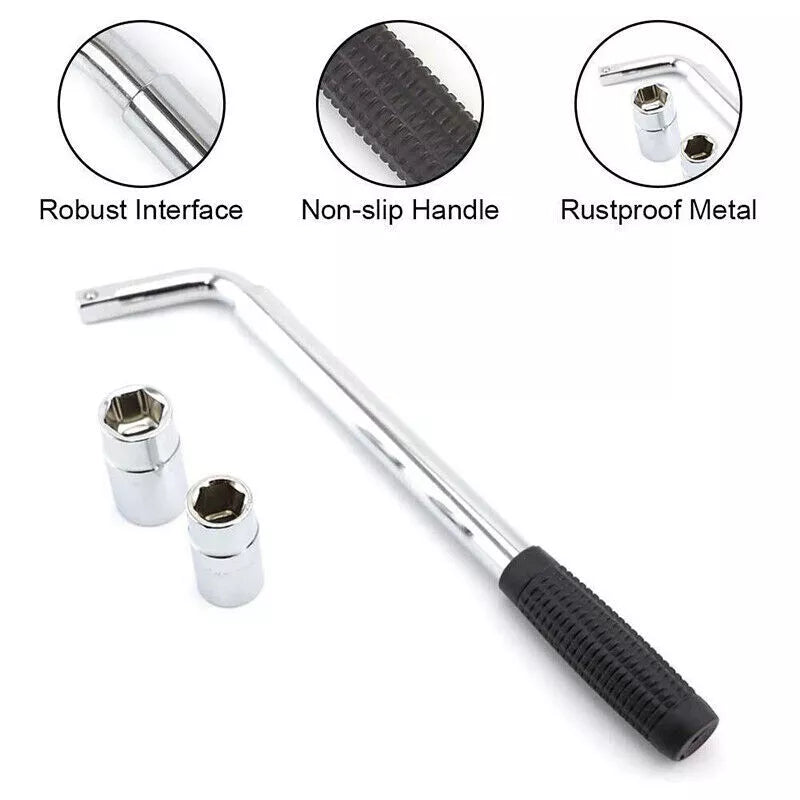 Extendable Wheel Wrench – Heavy Duty Telescopic Tire Nut Tool for 17, 19, 21, 23mm Sockets