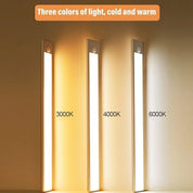40~80CM LED PIR Motion Sensor Strip Light USB Rechargeable Cabinet Closet Lamp