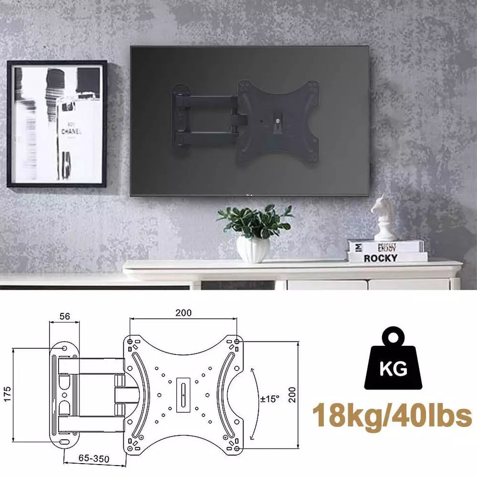 Universal TV Wall Mount Bracket – Tilt & Swivel for 14-45 Inch LCD, LED, Plasma