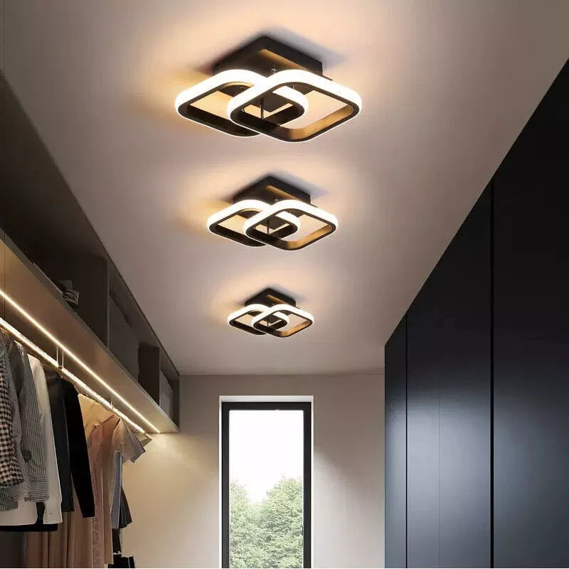 Modern LED Double Square Ceiling Light, Stylish Pendant Chandelier for Living Rooms & Bedrooms