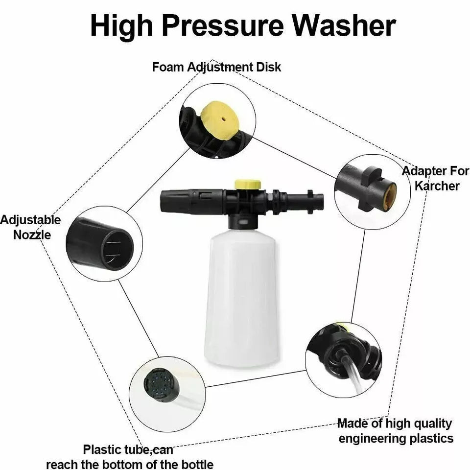 Snow Foam Lance Cannon for Karcher K2-K7 – High-Pressure Car Wash Foam Gun with Bottle