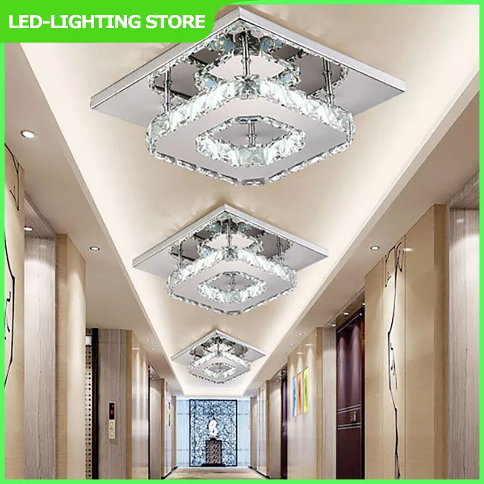 Crystal Ceiling Light LED Lamp Light Room Chandelier Living Pendant LED Square