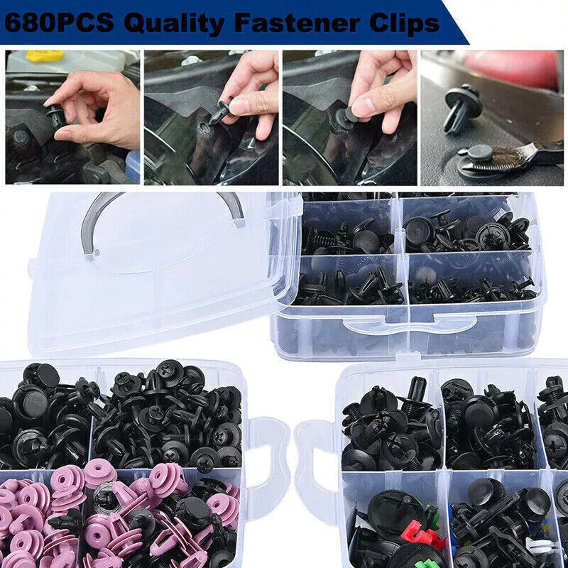 726PCS Car Trim Clips and Fasteners Kit – Auto Plastic Push Rivets, Pins, and Bumper Clips for Vehicle Maintenance