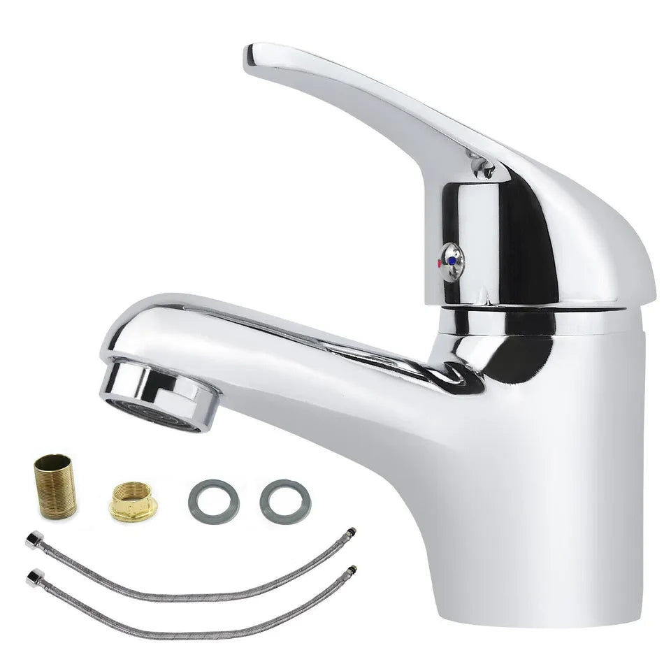 Stylish Basin Mixer Tap – Chrome Bathroom Sink Mono Faucet with Fixings &  Waste