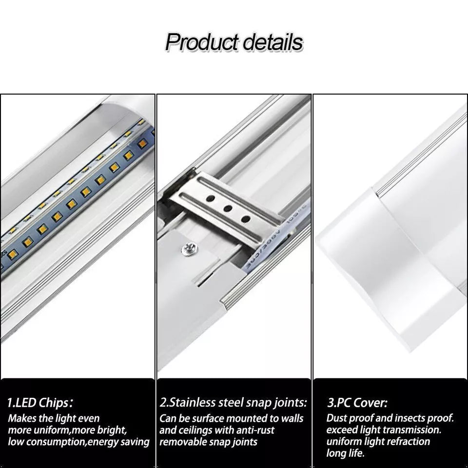 4FT LED Ceiling Strip Light – Sleek & Powerful Daylight Lamp for Garage, Office & Commercial Use