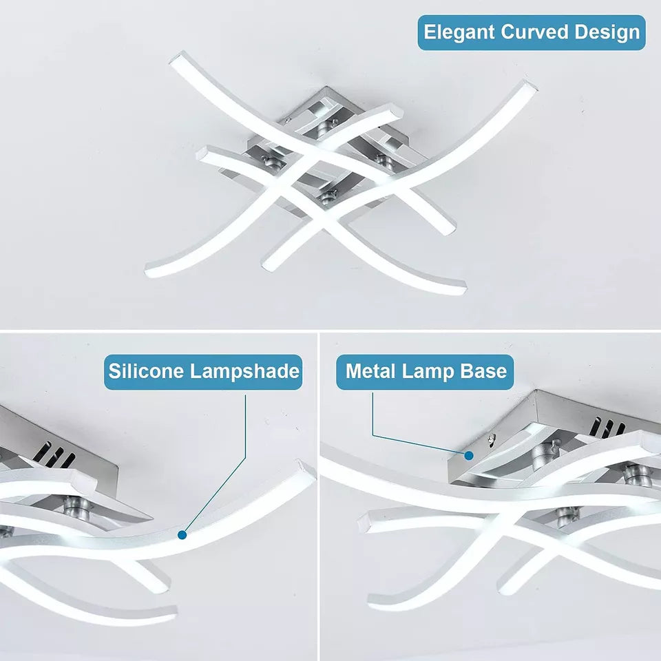 Dimmable LED Ceiling Light 4 Wave Light Modern Kitchen Living Room Bedroom Light