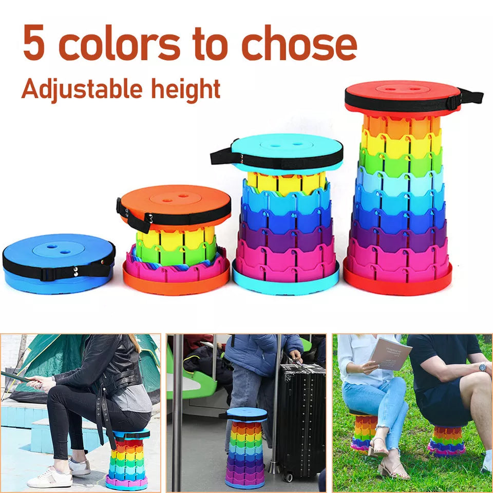 Folding Stool Portable Telescoping Seat – Adjustable and Retractable Camping Chair for Outdoor Use