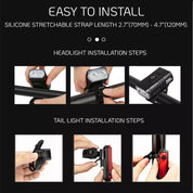Mountain Bike LED Lights Set – USB Rechargeable Front & Rear Bicycle Torch Lamps for Night Riding