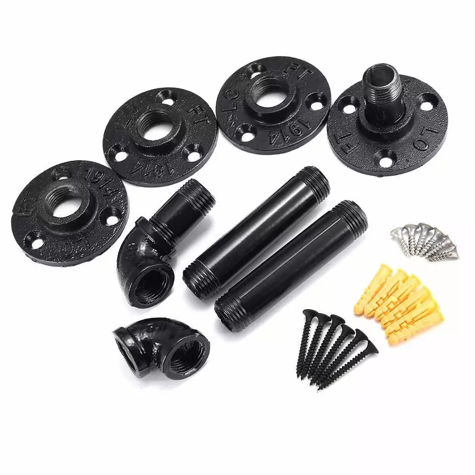 2-8PCS Pipe Shelf Brackets – Heavy Duty Industrial Iron Floating Shelves for Home and Office