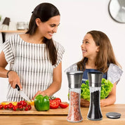 2-Pack Salt and Pepper Mill Set – Premium Stainless Steel Adjustable Shakers for Coarse & Fine Grinding