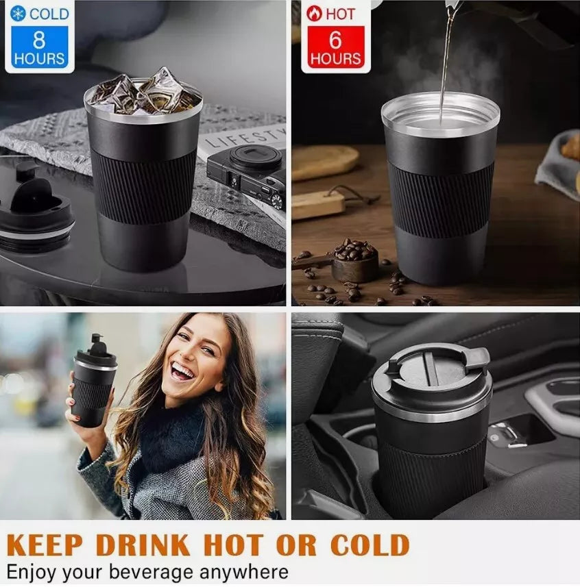 Stainless Steel Thermos Mug – Insulated Tea & Coffee Travel Mug for Hot & Cold Drinks