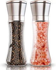 2-Pack Salt and Pepper Mill Set – Premium Stainless Steel Adjustable Shakers for Coarse & Fine Grinding