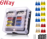 6-Way Blade Fuse Box with Bus Bar – 12V/32V Auto & Marine Fuse Holder Kit