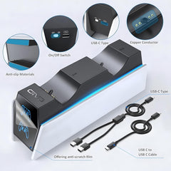 Fast Charging Station for PS5 DualSense – 2H Charger Dock with Dual Ports & Cables