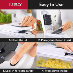 4-in-1 Manual Vegetable Chopper & Dicer – Onion, Potato, Salad Cutter, White