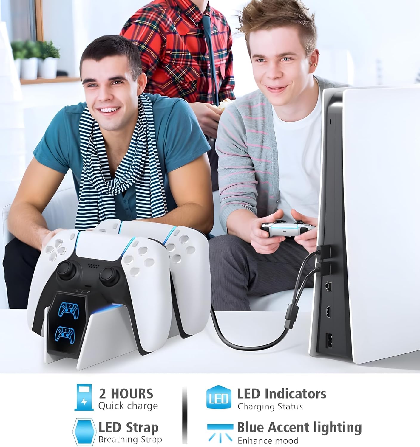 Fast Charging Station for PS5 DualSense – 2H Charger Dock with Dual Ports & Cables