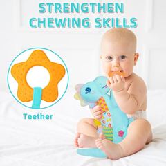 Baby Dinosaur Musical Plush Toy – Tummy Time with Crinkle, Teether & Rattles