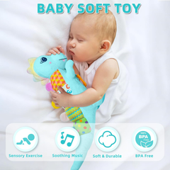 Baby Dinosaur Musical Plush Toy – Tummy Time with Crinkle, Teether & Rattles