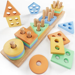 Wooden Shape Sorter Montessori Toy for Toddlers 1–3 Years | Educational Sensory Learning Toy for Boys & Girls