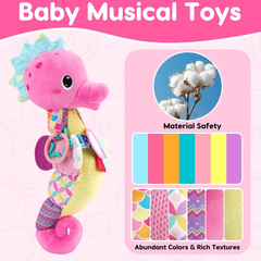 Baby Sensory Toys 0-12 Months – Musical Tummy Time Toy with Mirror, Rattles & Teether
