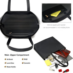 Ladies PU Leather Tote Bag – Simple Work, School & Shopping Handbag with Zipper Pocket