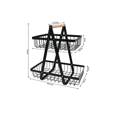 2-Tier Detachable Fruit Basket & Vegetable Holder – Metal Bowl Rack with Screwdriver